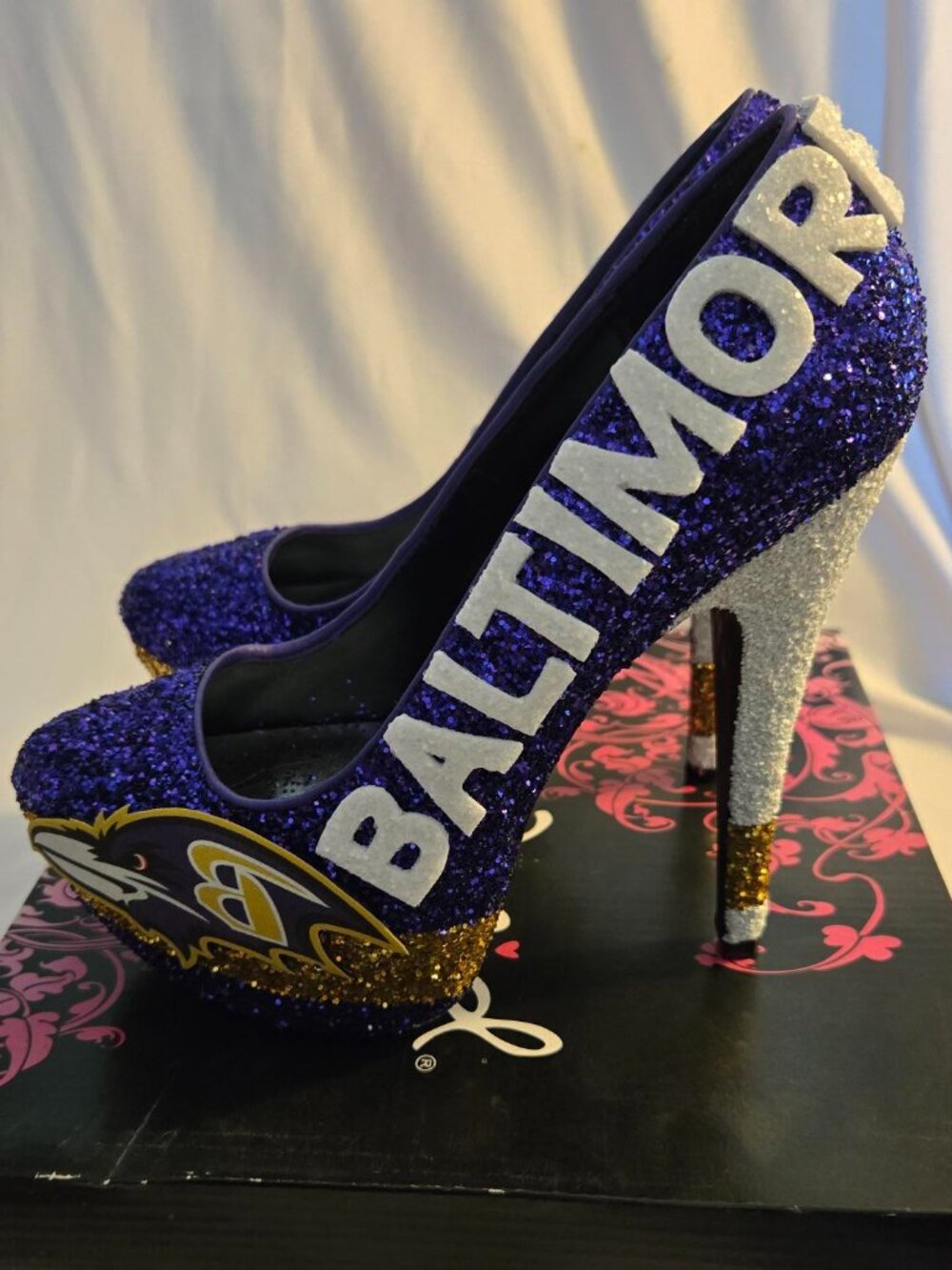 Baltimore Ravens Football Crystal Limited Edition Stilletto Heels 6.5